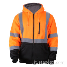 Felpe in pile foderata Mens Work Reflective Safety Giacca